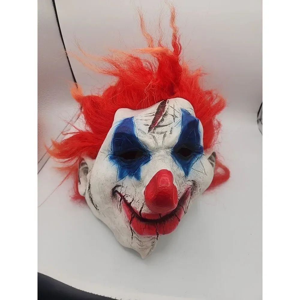 Celebrate! Adult Scary Evil Clown Halloween Mask Red Hair NEW With Tags.